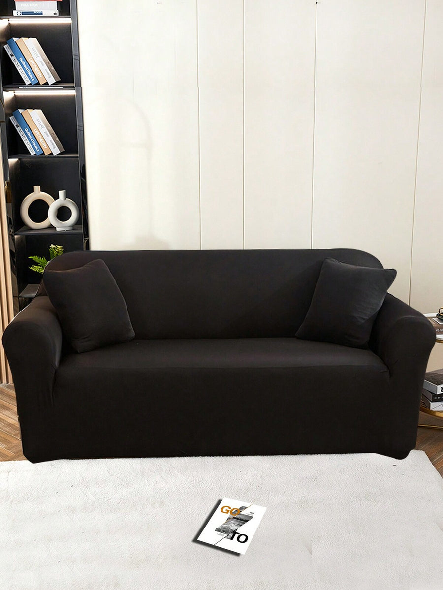 1pc All-Season Stretch Solid Color Sofa Cover Set, Including 1pc Sofa Slipcover + 1pc Throw Pillow Case (No Pillow Insert), Modern Simplistic Fashionable Design For Single, Double, Triple Seat Sofas, High Elasticity Sofa Protector