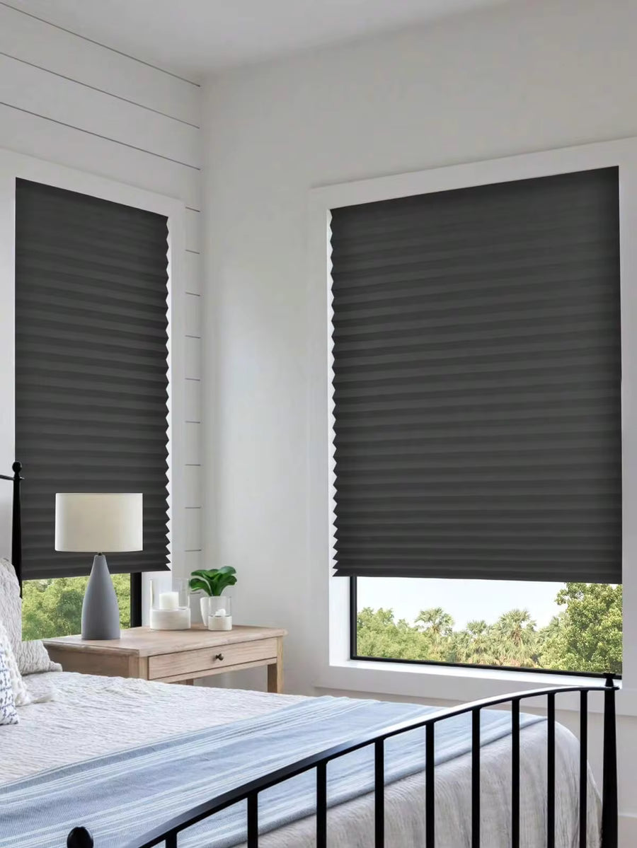 1pc Solid Color No Tools Pleated Fabric Shades With Two Clips Light Filtering Paper Pleated Blinds With Adhesive No Drilling Self Adhesive Blinds Easy To Cut And Install, Easy Pleated Curtain For Bedroom Living Room Office Bathroom