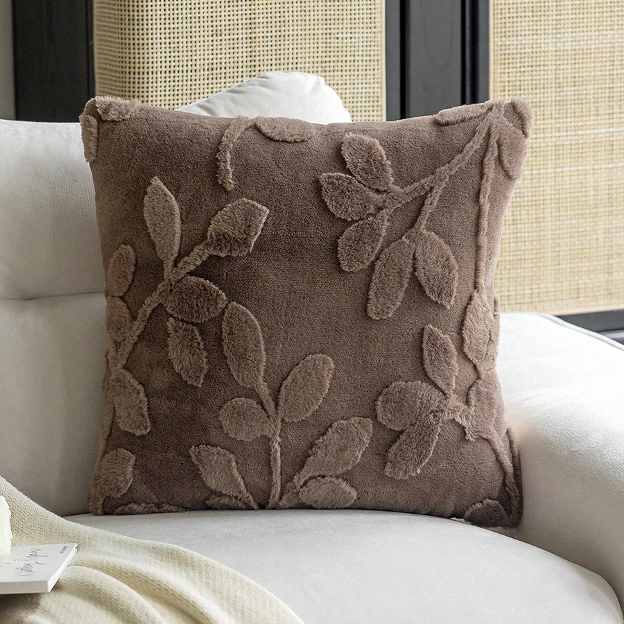 1pc Plush Embossed Square Pillowcase (Without Pillow Core) Simple Style Suitable For Living Room And Bedroom, All Seasons